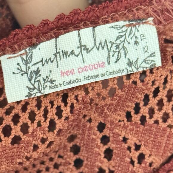 Free People Intimately Lace Bodysuit Womens XS Live It Up Terracota Red V-Neck - Picture 10 of 15